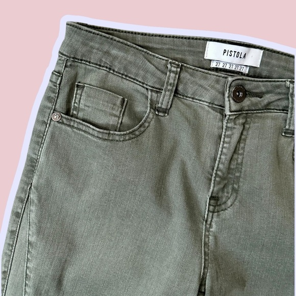 Pistola ‘Audrey’ Moto Style Ribbed-Knee Skinny Jeans in “Eden” Olive Green Sz 27 - Picture 5 of 14